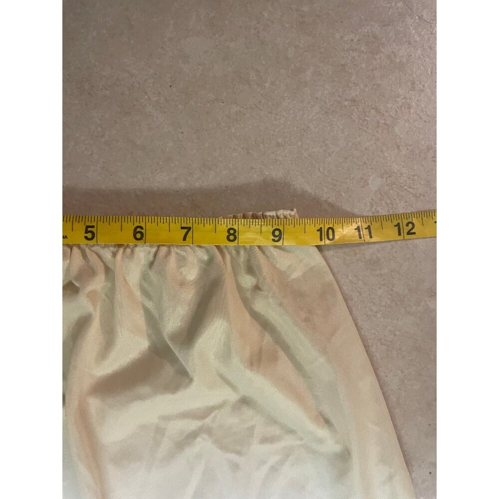 Vintage Beige Full-Length Nylon Slip Skirt With Pink Lace Trim Made In USA - Picture 7 of 8